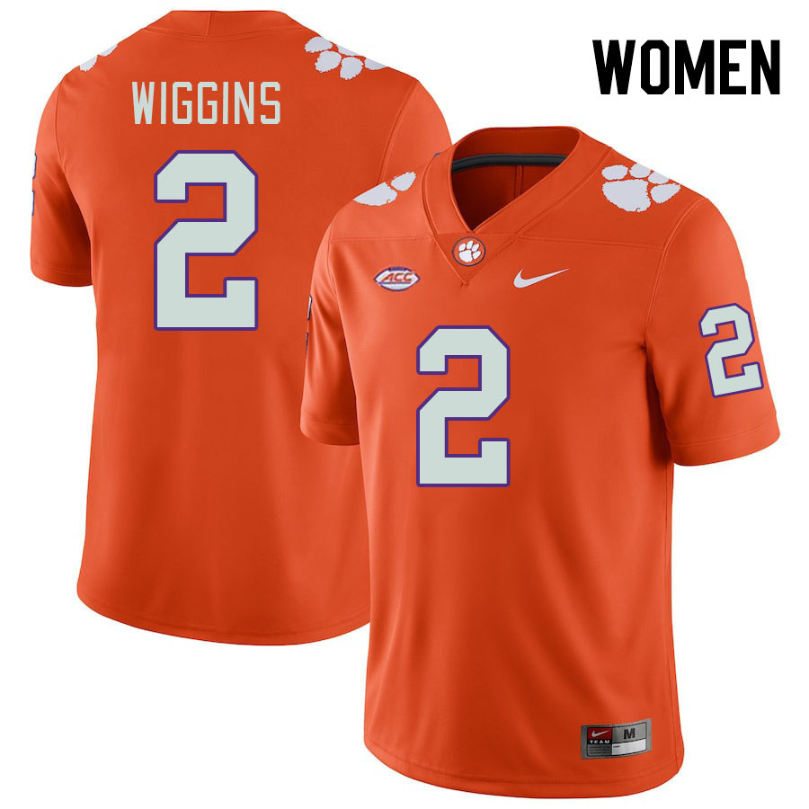 Women #2 Nate Wiggins Clemson Tigers College Football Jerseys Stitched-Orange - Click Image to Close